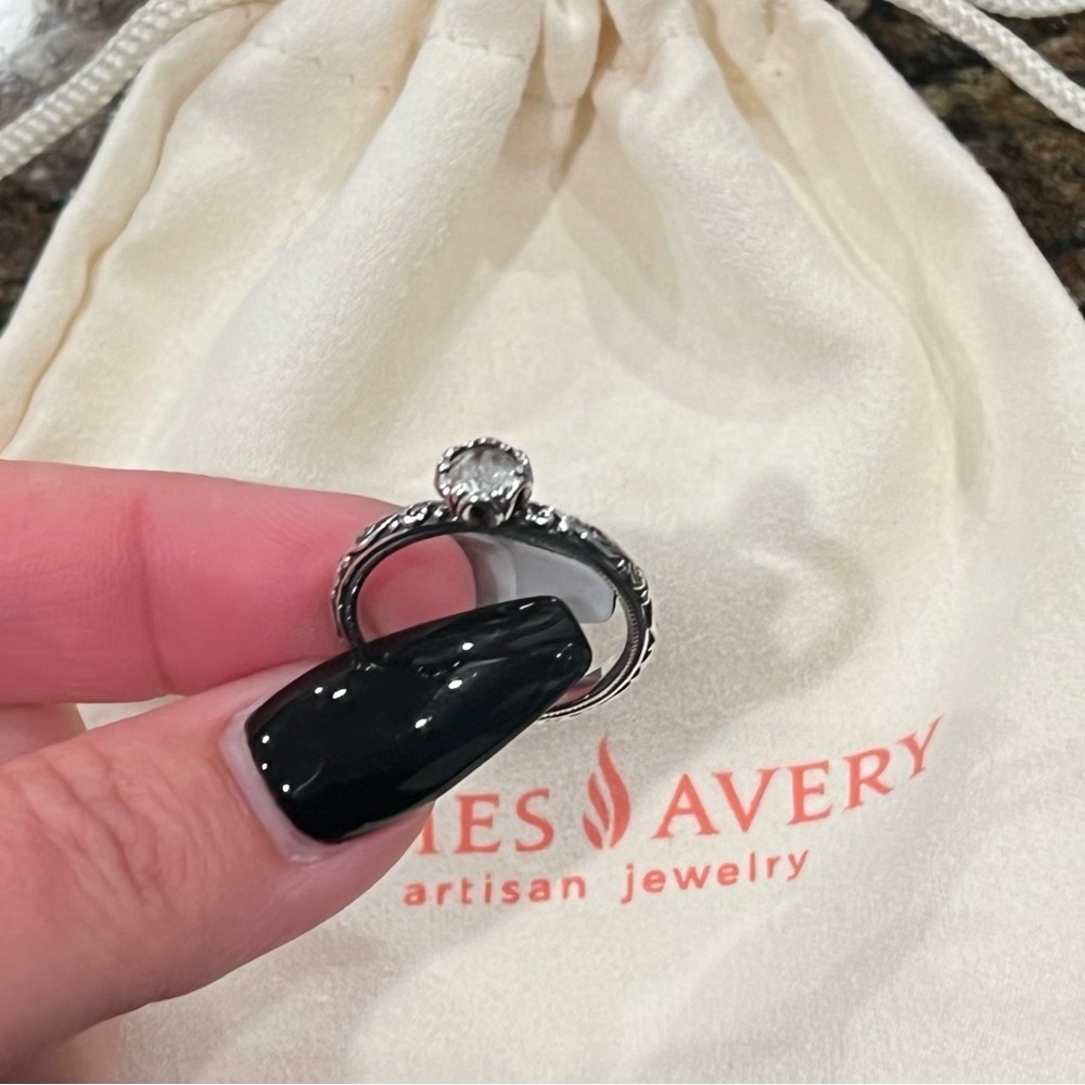James Avery- White Saphire Birthstone Ring- April- Size 10